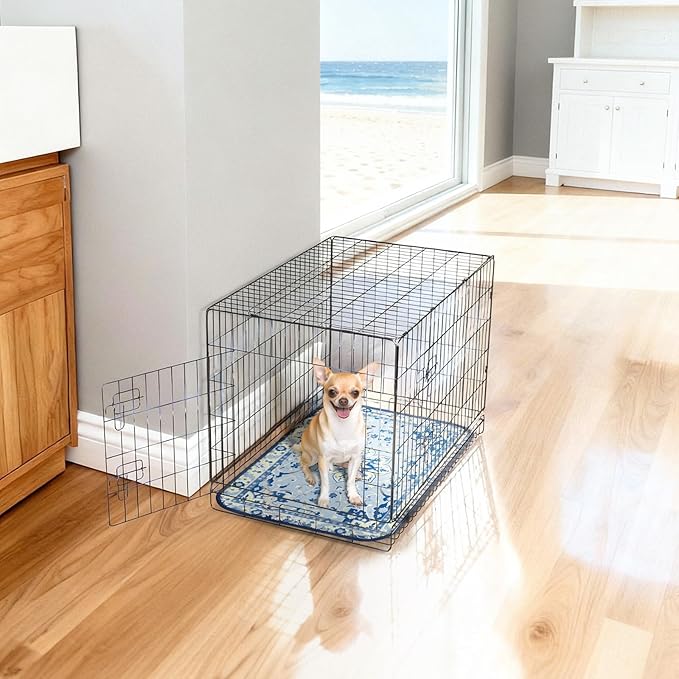 FXW Washable Pee Pads for Dogs, Puppy Pads with Super Absorbent, Specifically Designed for 24inch Cages, 17" x 23" Rectangle, Boho Blue, 2 Packs