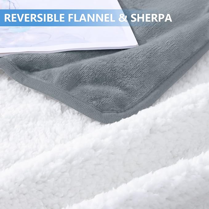 Smiry Waterproof Dog Bed Blanket, Leakproof Pet Throw Blanket for Bed Couch Sofa, Reversible Sherpa Fleece Furniture Protector Cover for Small Medium Large Dogs Cats (Grey, 60x80 inches)