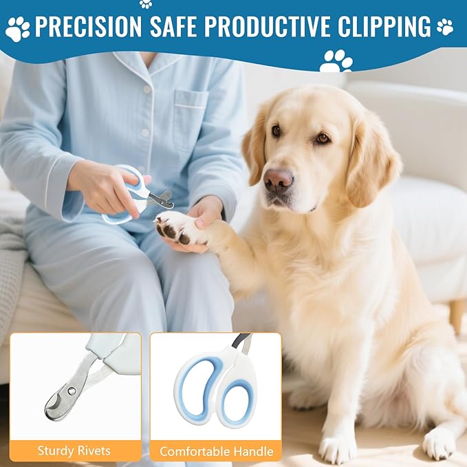 8 in-1 Dog Grooming Kit - Supplies for Short and Long Hair Dogs & Cats, Dog Brushes for Grooming, Dematting Comb for Pet, Bath Brush, Flea Comb, Pet Donditioner, Set in Blue