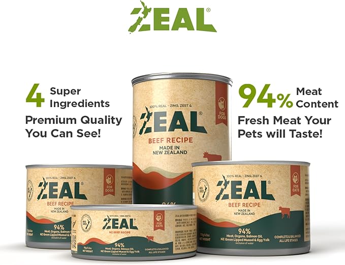 ZEAL New Zealand Wet Dog Food – High Protein, Pure Nutrition, Natural Superfoods, Grain-Free with Superfoods (Venison, 13.76oz Can 12-Pack)