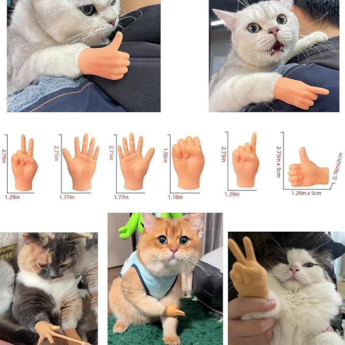 Tiny Hands,Cat Interactive Small Fingers,High Elasticity Hands for Cats,Mini Hands for Cats,Funny Toys. (High Elasticity-7PCS)