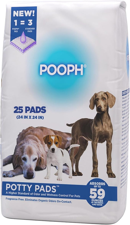 POOPH® Potty Pads™ – 25 Count – Superior Absorbency & Odor Control – Absorbs 59oz, Leak-Proof, Track-Proof, Spill-Proof – Quick-Dry, Disposable, 24x24 Inch – for Puppies, Seniors, Housebound Pets