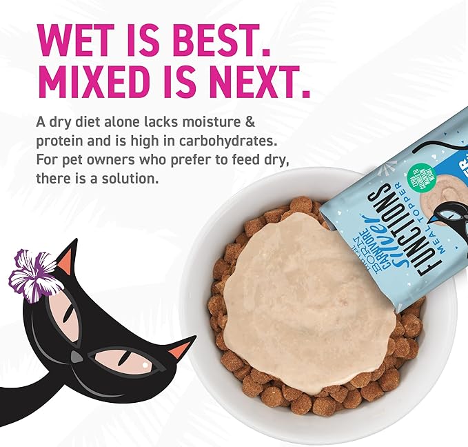Tiki Cat Born Carnivore Functions Silver, Chicken & Duck Liver Recipe in Broth, High Protein Formulated for Senior Cat Diets, Mousse Cat Food Topper for Older Cats 11+, 1.5 oz. Pouch (12 Count)