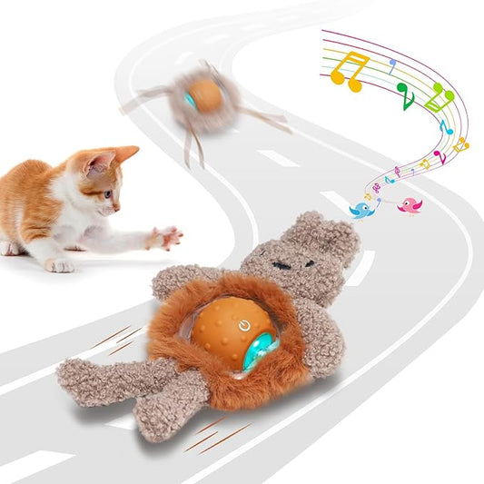 Interactive Cat Toys for Indoor Cats,Fast Moving Ball with Rabbit Cover,Bird Chirping Toy for Bored Indoor Adult Cats,Automatic Kitten Toys,Smart Self Play Ball,Motion Activated, Rechargeable