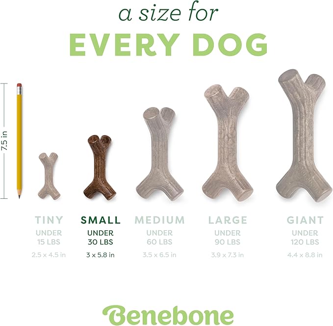 Benebone Maplestick Real Wood Durable Dog Chew Toy, Made in USA, Small
