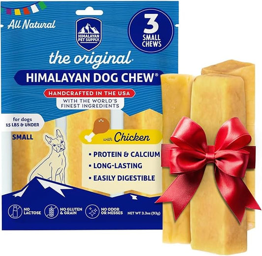 Himalayan Chew Original Yak Cheese Chew, Chicken, 3 Small Sticks, 1.1 oz, Gluten Free, Healthy Treats, Grain & Lactose Free 100% Natural, Long Lasting Chews for s Under 15 lbs