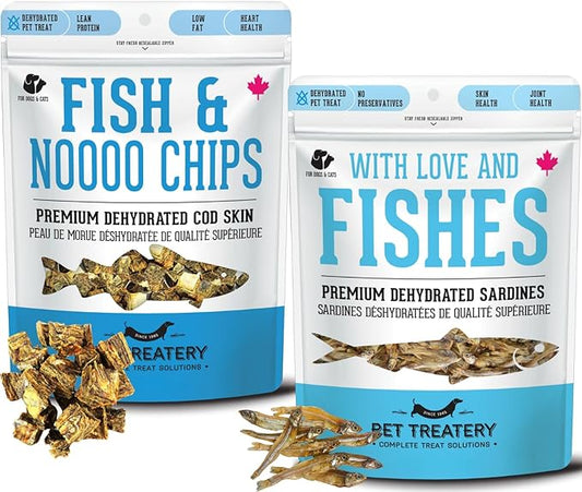 The Granville Island Pet Treatery Cod Skin & Sardines for Dogs & Sardines for Cats (4.59 oz, Pack of 2) - Single Ingredient Dog Treats - Natural Dog Treats, Grain Free