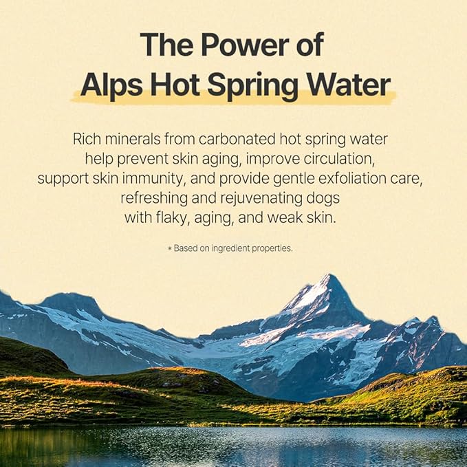 PetO’Cera Hot Spring Bath for Dogs, Alps Onsen Water, Soothes Dry, Itchy, Inflamed Skin, Conditions Coat, Anti-Lick Paw Soak, Hypoallergenic, Tear-Free, No-Rinse Dog Spa, 1.05oz, Dog Grooming, 3.15 oz