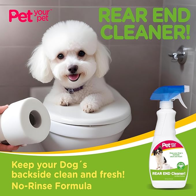 Rear End Cleaner – Safe Dog Butt Spray to Keep Your Dog’s Backside Clean & Fresh – No Rinse Dog Spray Made with Natural Ingredients - Anal Cleaner Pet Supplies