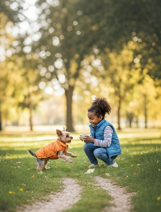 SPACE LION Dog Puffer Jacket, Down Winter Coat, Durable Outdoor Coat for Cold and Windy Conditions, Lightweight & Adjustable Fit Coats for Small Dogs, (Red, Size8/XS)