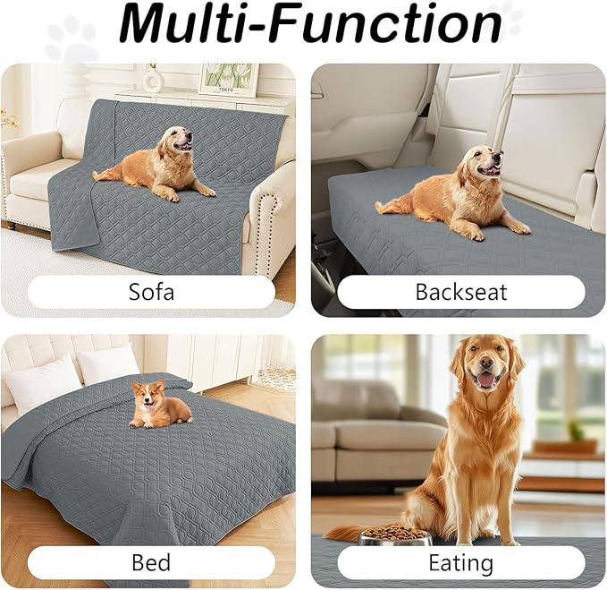 hyha Waterproof Dog Bed Blanket, Soft Pet Blankets, Waterproof Couch Cover for Dogs, Reversible Sofa Covers Washable for Furniture (40x70 Inch, Dark Grey/Dark Grey)