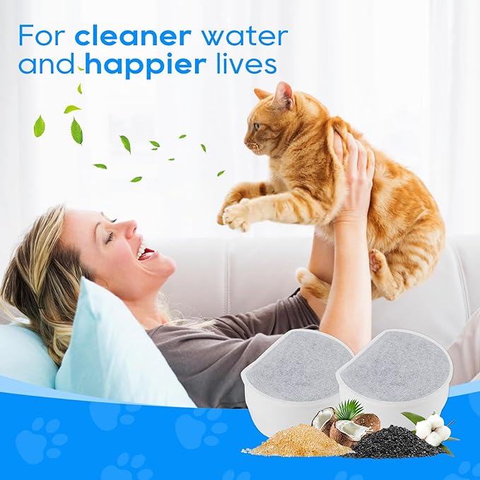 12+12 Pack Cat Water Fountain Filter, Pre-Sponge & Replacement Carbon Filters Compatible with Petsafe for Drinkwell Fountain Avalon Pagoda Seascape Pet Fountains