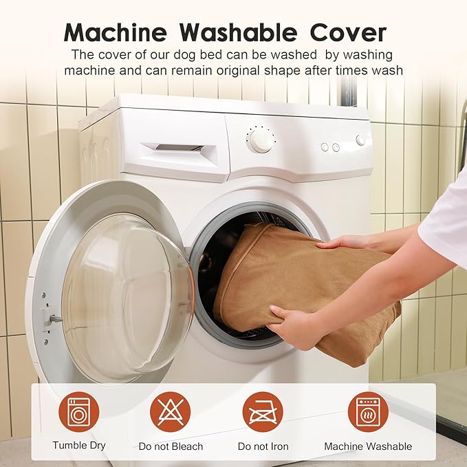 Orthopedic Dog Bed for Large Dogs, 36"x27"x6" Memory Foam Pet Bed with Washable Microsuede Cover, TPU Waterproof Liner & Nonskid Bottom, for Indoor, Outdoor, Crate ＆ Car Use, Khaki