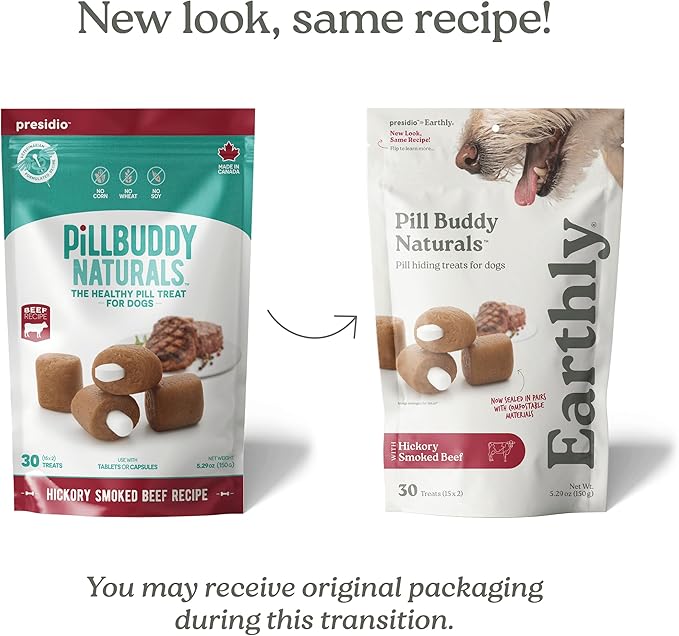Earthly Pill Buddy Naturals - Beef Recipe Pill Hiding Treats for Dogs - Make A Perfect Pill Concealing Pocket Or Pouch for Any Size Medication - 30 Servings