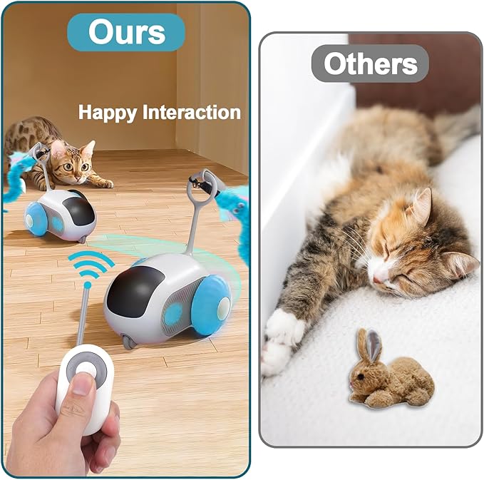 BABORUI 3.0 Upgraded Interactive Cat Toy with 2-Speed Remote Control, Automatic Toys for Indoor Cats
