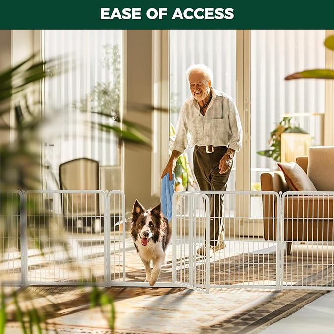 FXW Homeplus Unleashed Indoor Dog Playpen - Stress-Free and Safe Play, Heavy Duty 32 Inch 8 Panels Dog Pen for Small and Medium Dogs, White│Patented