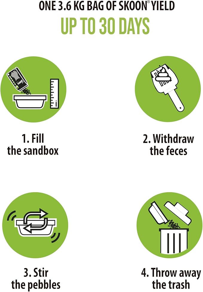 Skoon All Natural Cat Litter + Pooper Skooper - Original - Lightweight, Low Tracking, Non-Clumping Diatom Pebbles Absorb, Lock, and Seal Waste for Best Odor Control