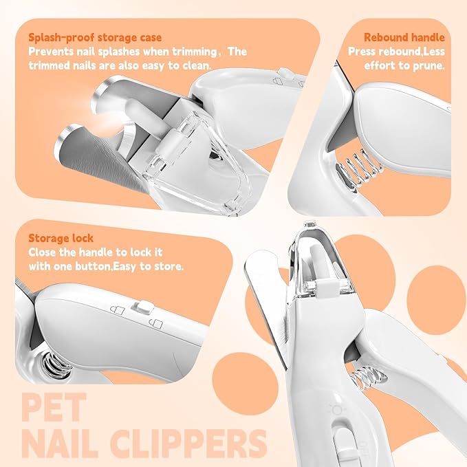 2-in-1 Dog Nail Clippers & Dog Nail Grinder with 2 LED Lights, Ultra-Quiet, USB Rechargeable, Multiple Grinding Methods, and Splash Guard for Small, Medium, and Large Dogs & Cats (White)