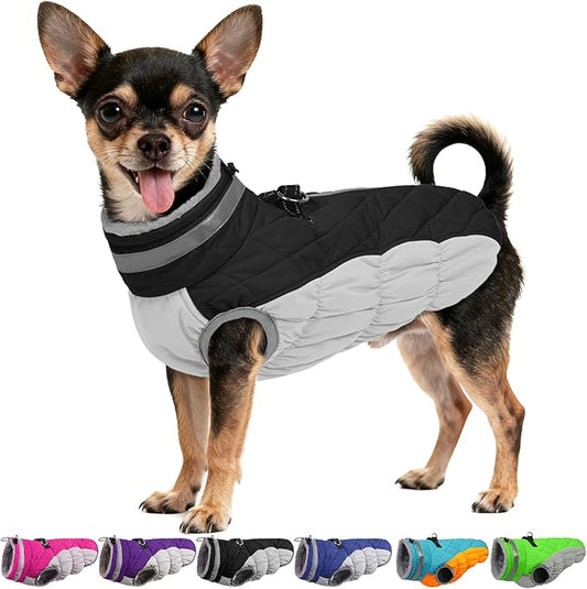 Dog Winter Jacket Cozy Reflective Waterproof Windproof Warm Pet Garment,Comfortable Cold Weather Fleece Apparel Outfits with Zipper Closure for Small Medium Large Dogs Puppy Walking,X-Small