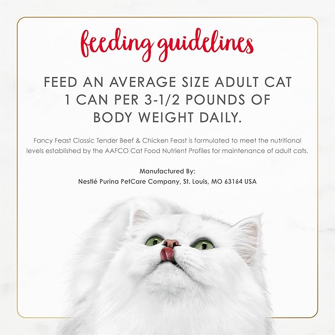 Purina Fancy Feast Tender Beef and Chicken Feast Classic Grain Free Wet Cat Food Pate - (Pack of 24) 3 oz. Cans