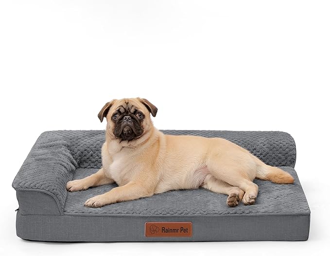 Orthopedic Dog Bed Medium Size Dog, Memory Foam Dogs Bed for Medium Dogs, Washable Removable Cover, Nonskid Bottom, Waterproof, for Indoor, Outdoor, Crate ＆ Car Use, 35x23x6 Inches, Dark Grey