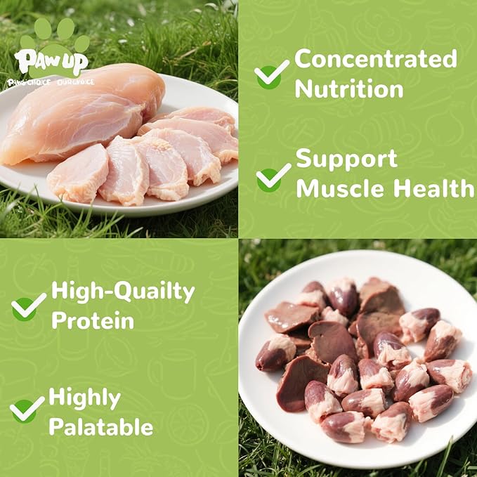 PAWUP Freeze Dried Dog Treats,Chicken Breast&Organs Recipe Raw Dog Food Topper, High Protein Freeze-Dried Food for Cats, Rawhide Free, Gluten&Grain Free, 5.3oz