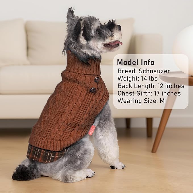 KYEESE Dog Sweater Comfy Pet Coat for Fall Winter Cold Weather Soft Pullover Dog Sweaters for Small Dogs Male Warm Turtleneck Small Dogs Sweater