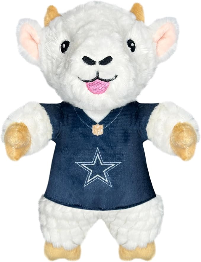 Pets First NFL Dallas Cowboys Goat Plush Toy for Dogs and Cats with Squeaker, Wearing a Team Jersey! Fun & Sporty Goat Shaped Dog Chew Toy, Interactive Pet Toy