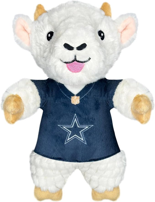 Pets First NFL Dallas Cowboys Goat Plush Toy for Dogs and Cats with Squeaker, Wearing a Team Jersey! Fun & Sporty Goat Shaped Dog Chew Toy, Interactive Pet Toy