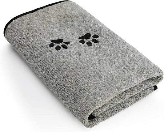 1Pieces Microfiber Pet Bath Towel Dog Towel.Dog Towel Soft Absorbent Drying for Small Medium Large Dogs and Cats with Great for Bathing and Grooming (27.5 x 55 Inch Grey)
