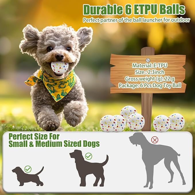 Magicorange 6 Pack Dog Toy Balls 2.2 Inch, ETPU Dogs Balls for Automatic Dog Ball Launcher (White)