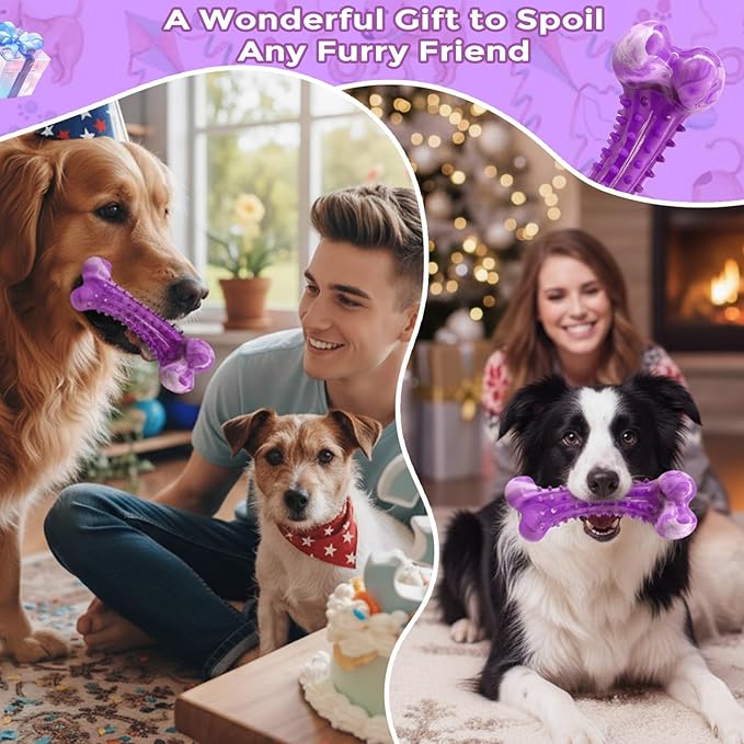 Dog Toys for Aggressive Chewers, Long Lasting Dog Chew Toys - Interactive Rubber Bone Toy for Large, Medium Breed - Large Dogs Toy Keep Them Busy