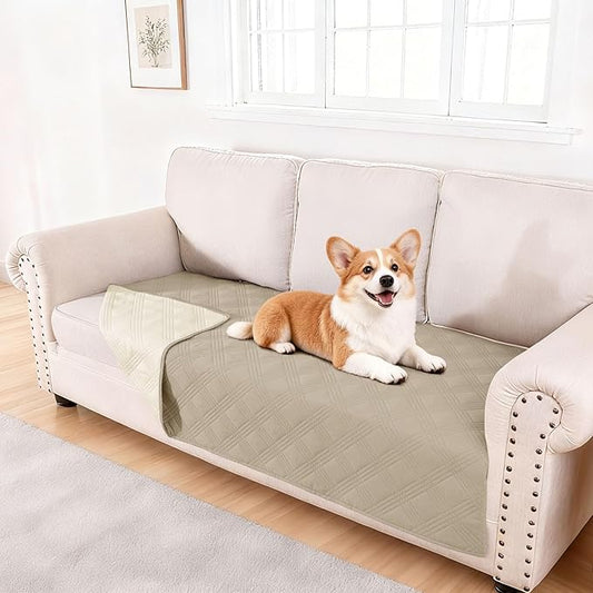 hyha Waterproof Dog Blanket, Reversible Pet Bed Blanket, Soft Sofa Couch Cover for Dogs Washable, Waterproof Pet Couch Covers for Sofa Puppy Cats Furniture Protector(40"x80", Taupe/Beige)