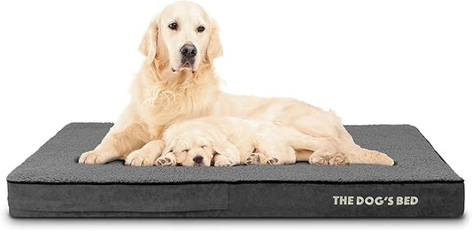 The Dog’s Bed Orthopedic Memory Foam Dog Bed, XL Grey Plush, Pain Relief for Arthritis, Hip & Elbow Dysplasia Post Surgery, Lameness, Supportive Calming, Waterproof Washable Cover, Veterinary Approved