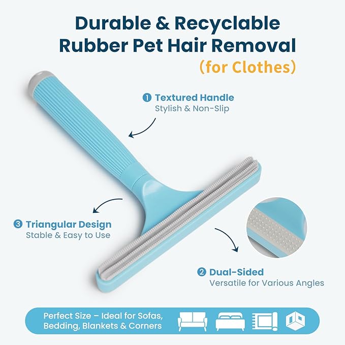 Analan 3-in-1 Pet Hair Remover & Grooming Set for Dogs & Cats – Self-Cleaning Brush for Shedding, Cat Brush, Metal Fur Remover for Couch Carpet & Car, and Rubber Tool for Clothes & Bedding