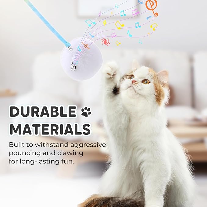 Drkicsy Hanging Spring Plush Cat Toy Ball, Hanging Cat Toys for Indoor Cats with Bell, Pet Spring Toy Interactive Toys for Cats Kittens Play Chase Exercise (2PCS Pink)