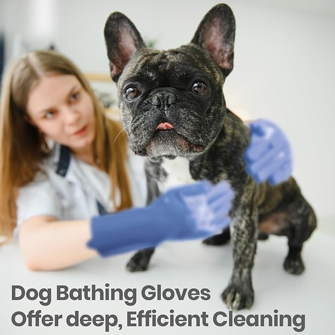 DELOMO Dog Washing Gloves Large Size: 1 Pair Soft and Gentle Silicone Pet Grooming Gloves - Bathing Scrubber Brush Mitt Grooming Shedding Fur Removal Massage for Dogs/Cats/Horse