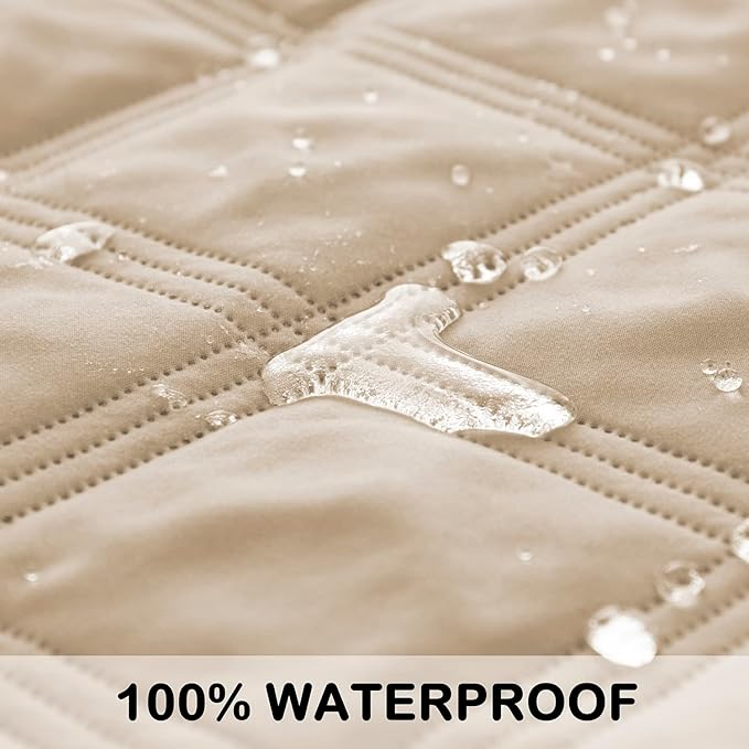 fuguitex Waterproof Dog Blanket, Pet Friendly Reversible Throw Essential for Small Dogs, Tear Resistant Leakproof Washable Couch Cushion Bed Protector Cover for Indoor Furniture（52"*82",Beige+Cream