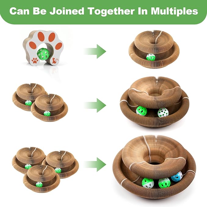 Accordion Magic Organ Cat Scratcher Toys for Indoor Cats - Cardboard Cat Scratching Board Ball Scratcher Pad 1 Pack
