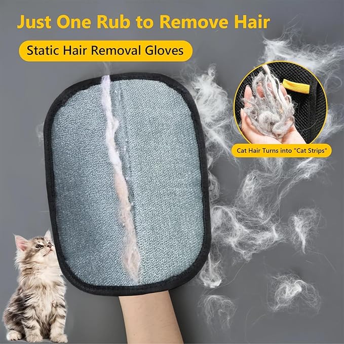 Pet Hair Removal Glove for Cats & Dogs, 2025 New Electrostatic Gloves Pet Hair, Efficient Grooming Gloves for Pet Hair, Reusable Cat & Dog Hair Remover for Couch, Furniture, Carpet, Curtain