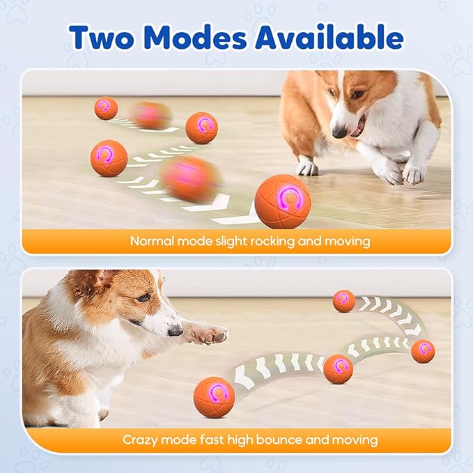 Interactive Dog Ball, 2026 Upgraded Activated Automatic Rolling Balls for Dogs, Self Moving Vibrating Smart Jumping Bouncing and Rotating Pets Toy to Keep Them Busy (HOT-Orange)