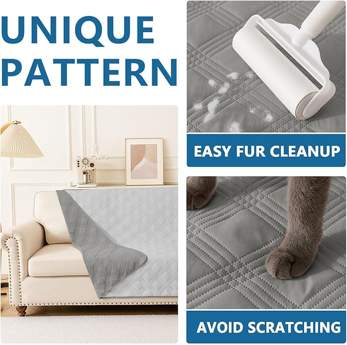 hyha Waterproof Dog Blanket, Reversible Pet Bed Blanket, Soft Sofa Couch Cover for Dogs Washable, Waterproof Pet Couch Covers for Sofa Puppy Cats Furniture Protector(82"x120", Grey/Light Grey)