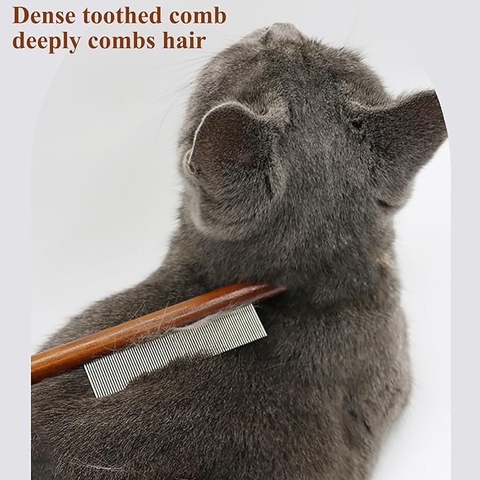 Pet Dog Cat Shedding Comb - Hair Buster Grooming Comb for Cats and Dogs, Rabbits, Daily-Use Cat Deshedding Brush, for Cats with Short and Long Fur (Long and Short Teeth)