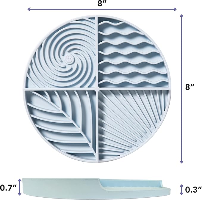 Awoo Paradise Silicone Dog & Cat Lick Mat & Slow Feeder with Suction Cups, Non-Slip, Dishwasher Safe, Extend Mealtime, Reduce Anxiety (Sky)
