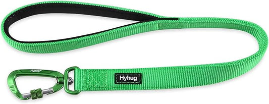 Hyhug Pets 24 Inches Heavy Duty Short Leash with Soft Handle and Lightweight Aviation Aluminium Clip Lead- for Large Medium Dogs Daily Necessities. (24 Inches, Lime Green)