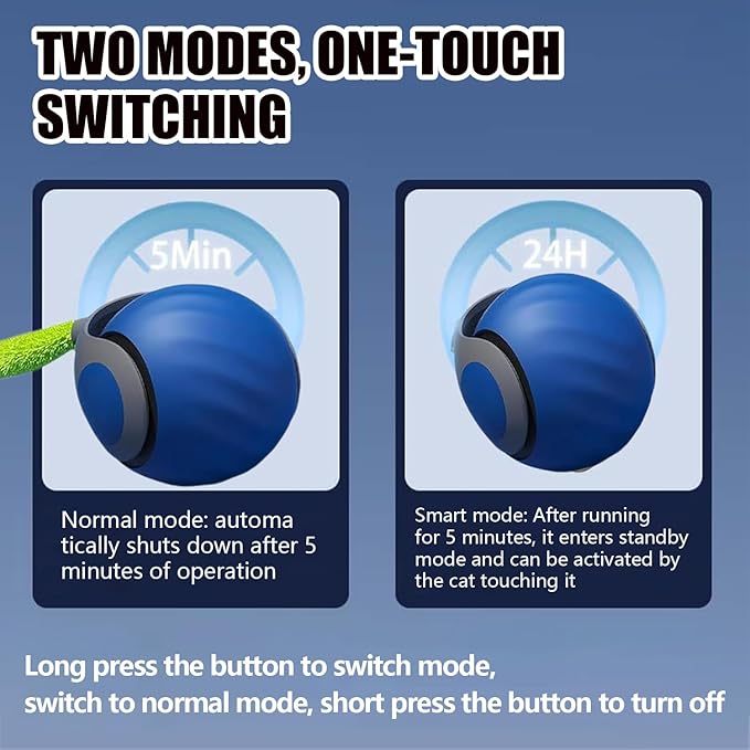 Smart Interactive Cat Toy,2025 New Generation Interactive Cats Toys,Interactive Cat Toys for Indoor C at Ball,Automatic Moving Cats Toy Ball with Tail (Blue+Orange)