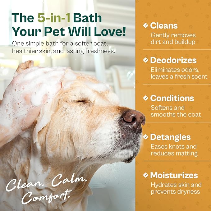Oatmeal Dog Shampoo & Conditioner 17oz [USA] 5 in 1 Plant-Based Organic Sulfate-Free Soap-Free-Tearless Moisturizer for Dandruff Allergies & Itchy Dry Sensitive Skin-Puppy Grooming [Pro Pet Works]