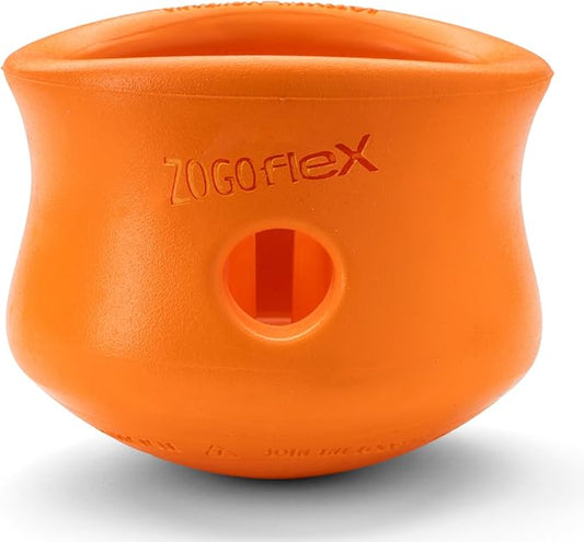 WEST PAW Zogoflex Toppl Treat Dispensing Dog Toy Puzzle – Interactive Chew Toys for Dogs – Dog Toy for Moderate Chewers, Fetch, Catch – Holds Kibble, Treats, X-Large, Tangerine