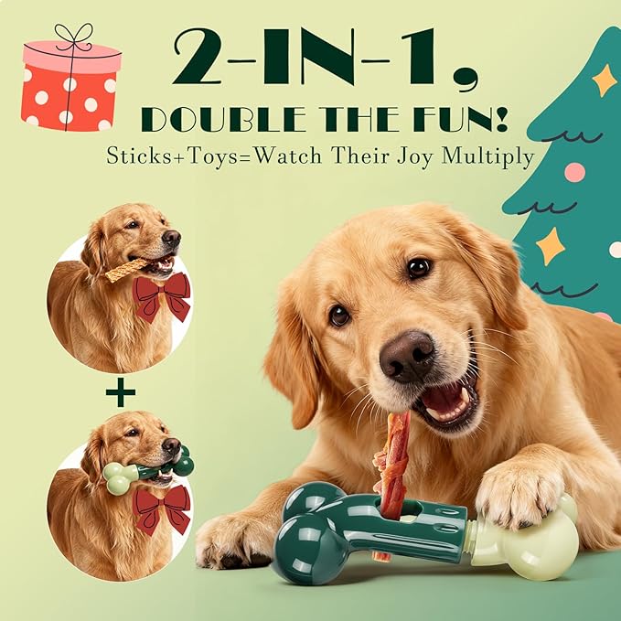 Apasiri Bully Stick Holder for Aggressive Chewers: Indestructible Dog Toy Prevents Choking No More Swallowed Ends, Bacon Flavored Nylon Tough Chew Toy to Keep Them Busy Medium/Large Dogs, Green