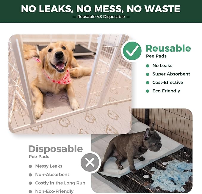 FXW Washable Pee Pads for Dogs, Puppy Pads with Super Absorbent, Specifically Designed for FXW Rollick/Homeplus 32/40/45inch 8 Panels Dog Playpen, 71" Square, Khaki, 2 Packs